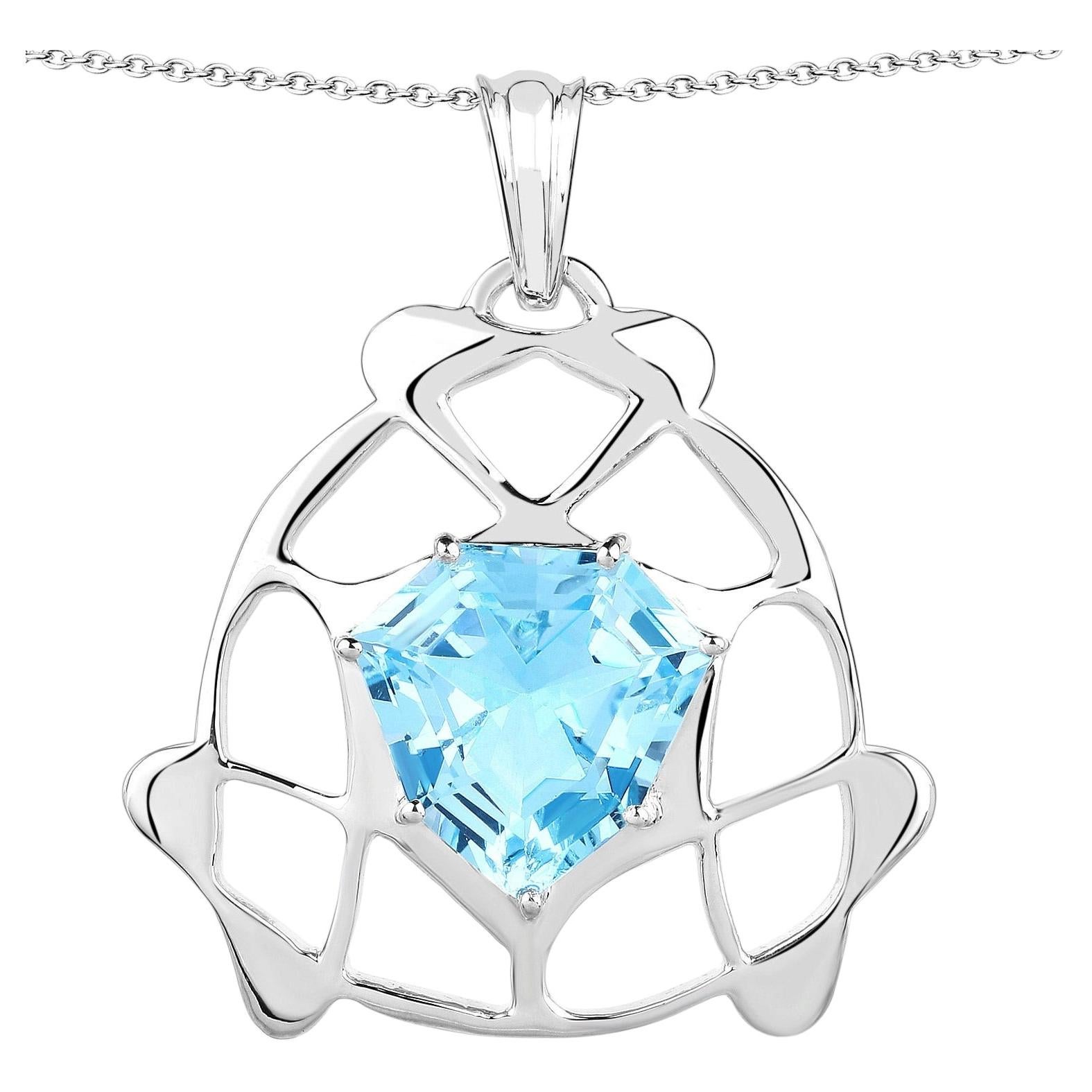 Anhänger mit Schweizer blauem Topas, 11.4 Karat, Sterlingsilber