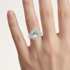 Grüner Amethyst Ring mit weißem Topas 3.9 Karat Sterling Silber