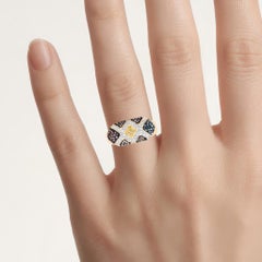 Anillo de diamantes multicolores de 0,54 quilates, plata chapada en oro