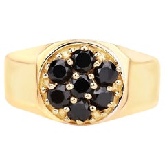 Schwarzer Diamantring, 0.9 Karat, vergoldetes Silber