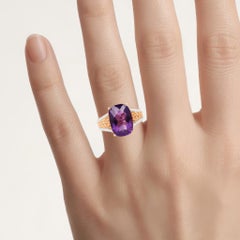 Amethyst-Ring, 7,56 Karat, vergoldetes Silber
