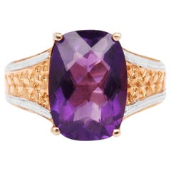 Bague en améthyste de 7,56 carats, argent plaqué or