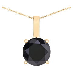 Pendentif en diamant noir de 3,1 carats, en or jaune 14 carats