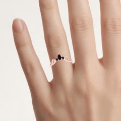 Garnet Bat Ring 0.3 Carats Gold Plated Silver