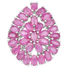 Ruby Flower Ring 8.08 Carats Sterling Silver