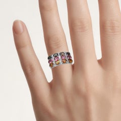 Multicolor Tourmaline Ring 3.66 Carats Sterling Silver