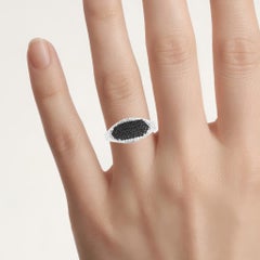 Black Diamond Ring With White Diamonds 0.44 Carats Sterling Silver