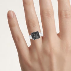 Black Diamond Ring With White Diamonds 0.52 Carats Sterling Silver