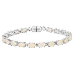 Ethiopian Opal Tennis Bracelet 4.78 Carats Sterling Silver