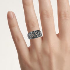 Blue Diamond Leaf Ring 0.58 Carats Sterling Silver