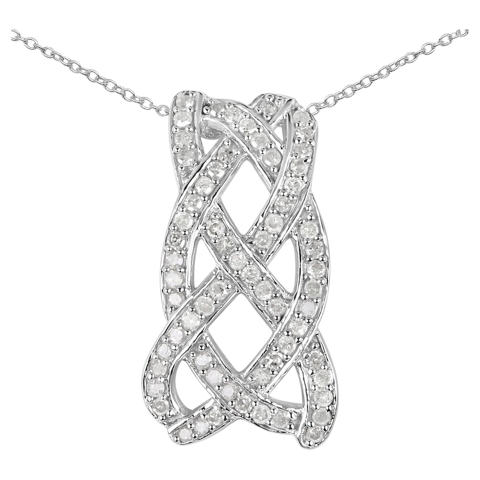 Diamond Infinity Knot Pendant 0.53 Carats Sterling Silver