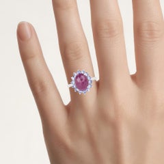 Pink Sapphire Ring With Tanzanite 5.5 Carats Sterling Silver