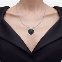 Blue Diamond Heart Pendant 1.22 Carats Sterling Silver