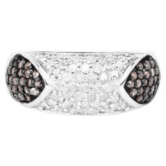 Champagne Diamond Ring With White Diamonds 0.92 Carats Sterling Silver