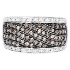 Champagnerfarbener „Diamond Wave“-Ring mit weißen Diamanten (0,78 Karat), Sterlingsilber