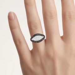 Champagne Diamond Leaf Ring With White Diamonds 0.46 Carats Sterling Silver