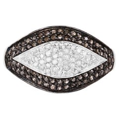 Champagne Diamond Leaf Ring With White Diamonds 0.46 Carats Sterling Silver