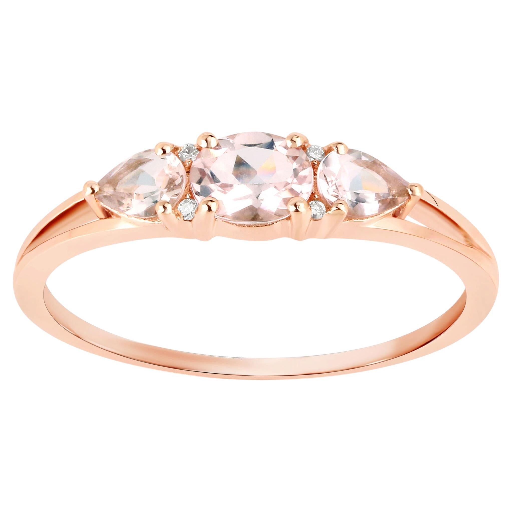 Morganite Ring With Diamonds 0.51 Carats 10K Rose Gold For Sale