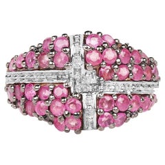 Bague « Ruby Cross » 1,66 carats, argent plaqué or