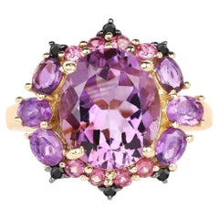 Amethyst-Ring mit Rhodolith-Granat, 5,18 Karat, vergoldetes Silber