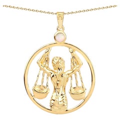 Ethiopian Opal Libra Pendant 0.14 Carats Gold Plated Silver