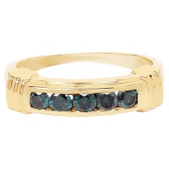 Blue Diamond Ring 0.48 Carats Gold Plated Silver