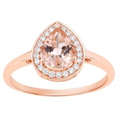 Anello con morganite e diamanti da 0,98 carati in oro rosa 14K