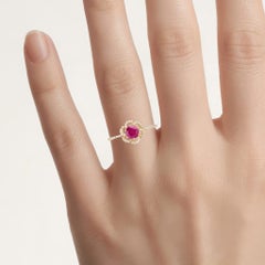 Anello con fiore in rubino e diamanti da 0,66 carati, in oro giallo 14K