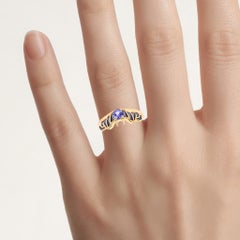 Tanzanite Bat Ring 0.22 Carats Gold Plated Silver
