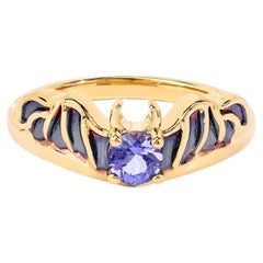 Tanzanite Bat Ring 0.22 Carats Gold Plated Silver