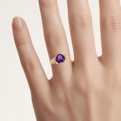 Amethyst Bat Ring With White Topaz 1.46 Carats Gold Plated Silver