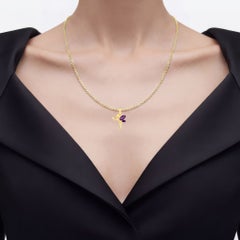 Amethyst Fairy Pendant With White Topaz 0.68 Carats Gold Plated Silver