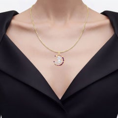 Amethyst Witch Pendant With White Topaz 0.96 Carats Gold Plated Silver