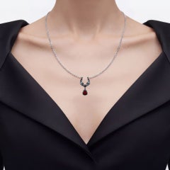 Garnet Bat Necklace 2.44 Carats Sterling Silver