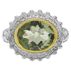 Anello con ametista verde e topazio bianco da 4.15 carati A. Silver