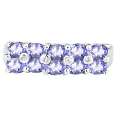 Tanzanite Ring With White Sapphire 1.72 Carats Sterling Silver