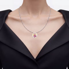 Ruby Butterfly Pendant With White Topaz 1.38 Carats Sterling Silver