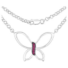 Ruby Butterfly Pendant 0.08 Carats Sterling Silver