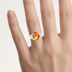 Madeira Citrine Ring With White Topaz 3.9 Carats Sterling Silver