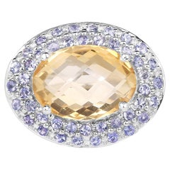 Citrine Ring With Tanzanite 5.74 Carats Sterling Silver