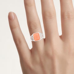 Peach Moonstone Ring 5.74 Carats Sterling Silver