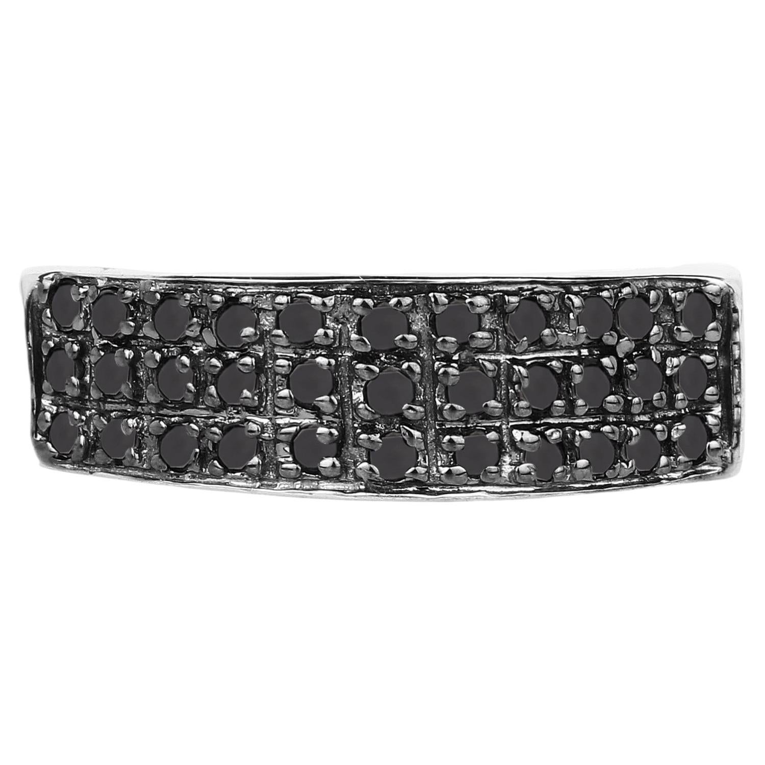 Black Diamond Ring 0.34 Carats Sterling Silver