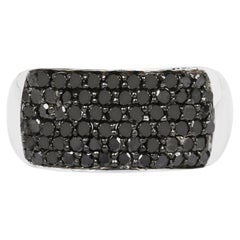 Black Diamond Ring 1.2 Carats Sterling Silver