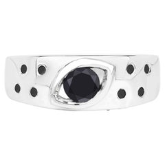 Black Diamond Ring 0.56 Carats Sterling Silver