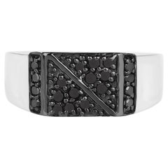 Black Diamond Ring 0.34 Carats Sterling Silver