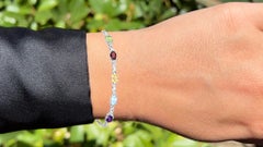 Natürliche gemischte Edelsteine Armband 2.18 Karat Sterling Silber