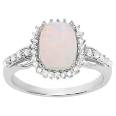 Ethiopian Opal Ring With White Topaz 1.46 Carats Sterling Silver