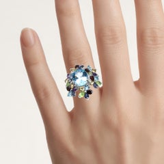 Natural Mixed Gemstones Ring 10.2 Carats Sterling Silver