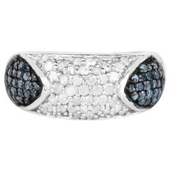 Multicolor Diamond Ring 0.92 Carats Sterling Silver