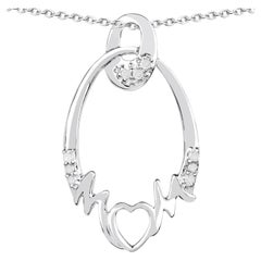 Diamond Heart Pendant 0.12 Carats Sterling Silver